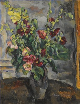  Petrov Art Painting - STILL LIFE WITH HOLLYHOCKS Petr Petrovich Konchalovsky flower impressionism